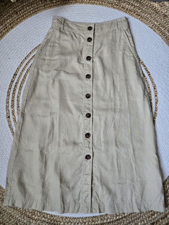 Part Two Dresses & Skirts - Part Two Linen High-Waist A-Line Cream Button-Front Midi Summer Skirt